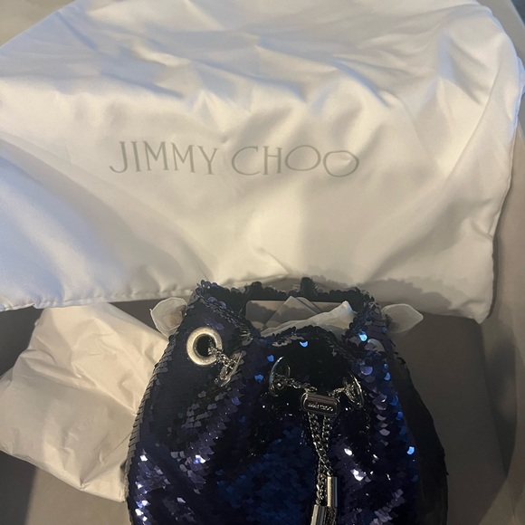 NWT Jimmy Choo Sequined Micro Bon Bon Ink Blue - Picture 7 of 12